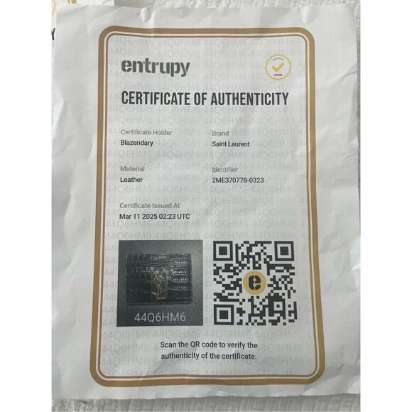 YSL Saint Laurent Authentic CASSANDRE CARD CASE IN CROCODILE-EMBOSSED SHINY LEAT - Picture 9 of 9